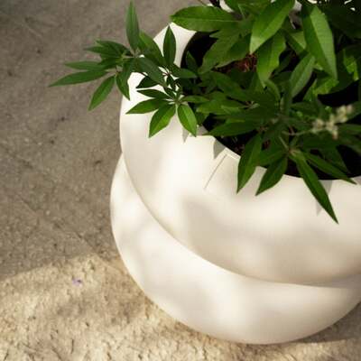 Elho Amber Roll Low 43 - White - Indoor and Outdoor - 100% Recycled