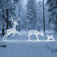 Outdoor Light Up Acrylic Christmas Reindeer Flying Stag Mother and Baby