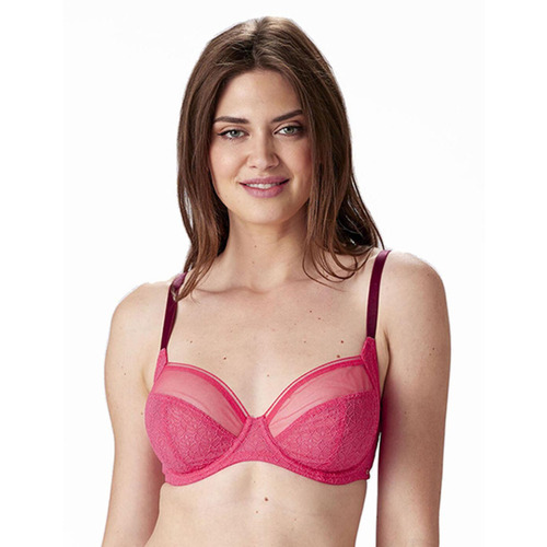 Pretty Polly Delicate Lace Underwired Balcony Bra - Watermelon