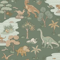 Dino Zoo Wallpaper Green Holden 14010