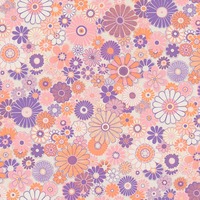 Retro Daisy Cluster Motif Wallpaper Purple / Pink / Mustard AS Creation 39535-1