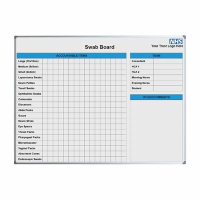 NHS Swab Printed Whiteboard 120 x 90cm