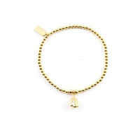 Cute Charm Bracelet with Buddha Head Charm - Gold