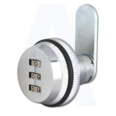 ASEC Combination cam lock CAM LOCK - KNURLED TURN - Asec 20mm barrel length silver