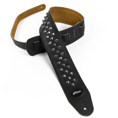 Image of Black Round Studded Quality Guitar Strap