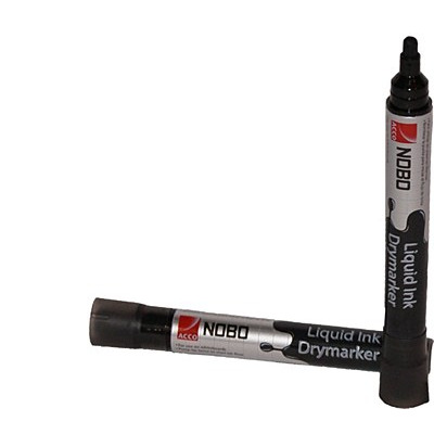 Nobo 1915377 Liquid Ink Drymarkers Black Pack of 10