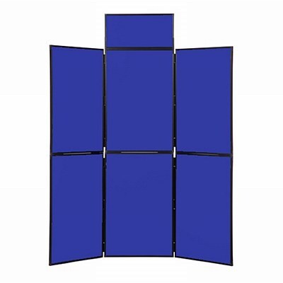 6 Panel Folding Display Stand Black Frame/Royal Fabric