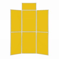 Image of 6 Panel Folding Display Stand Grey Frame/Yellow Fabric