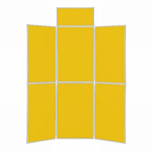 6 Panel Folding Display Stand Grey Frame/Yellow Fabric