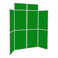 Image of 8 Panel Folding Display Stand Grey Frame/Green Fabric