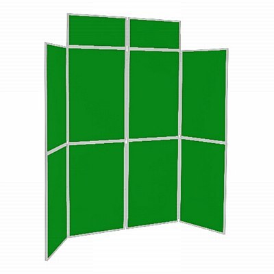 8 Panel Folding Display Stand Grey Frame/Green Fabric