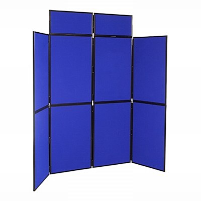8 Panel Folding Display Stand Black Frame/Royal Fabric
