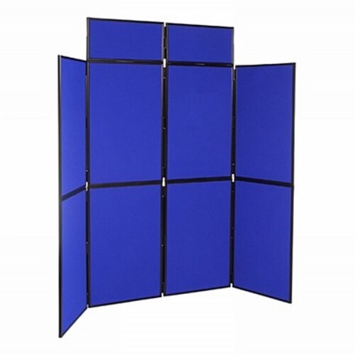 8 Panel Folding Display Stand Black Frame/Royal Fabric