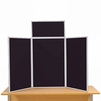 3 Panel Maxi Desk Top Display Stand Black Frame/Black Fabric