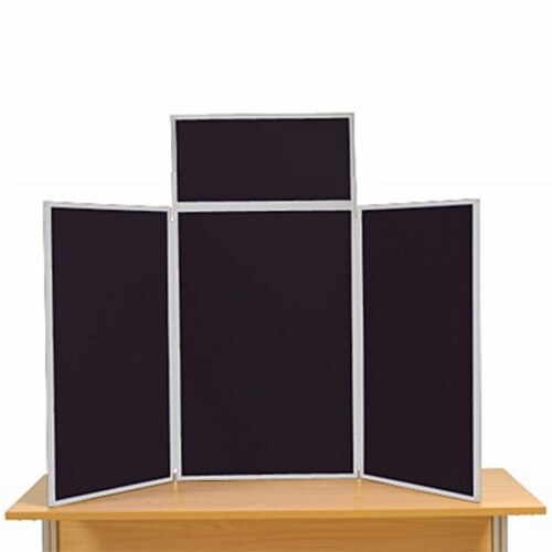 3 Panel Maxi Desk Top Display Stand Black Frame/Black Fabric