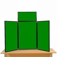 Image of 3 Panel Maxi Desk Top Display Stand Black Frame/Green Fabric