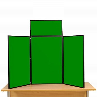 3 Panel Maxi Desk Top Display Stand Black Frame/Green Fabric
