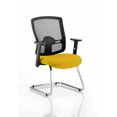 Portland Cantilever Visitor Chair Senna Yelllow fabric seat
