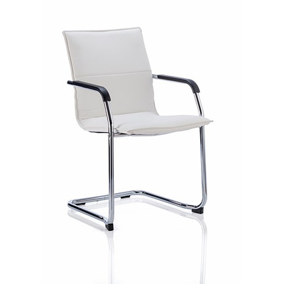 Echo II White Leather Visitor Chair