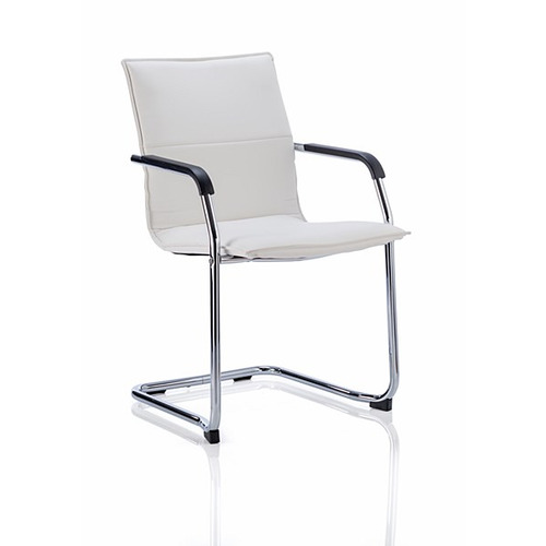 Echo II White Leather Visitor Chair