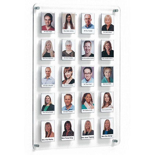 Crystal Wall Staff Photo Board 20 Pocket