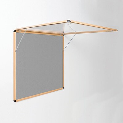 Shield Wood Effect Alu Frame Eco-Colour Corridor Tamperproof Noticeboard 1200 x 2400mm GREY (*Supplied in 2 parts)