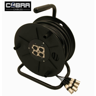 Cobra Microphone Snake Lead On Reel 25m 4 Inputs