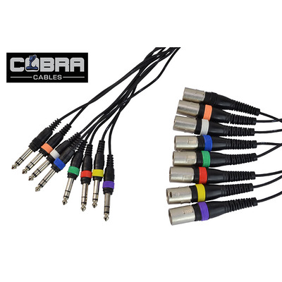 Cobra XLR (M) To Jack (S) X 8 Patch Lead 3m