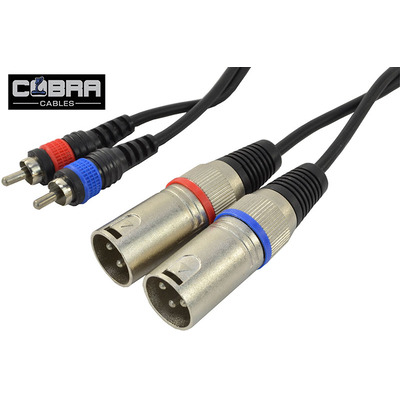 Dual Phono RCA To Dual XLR Male Lead 1.5m