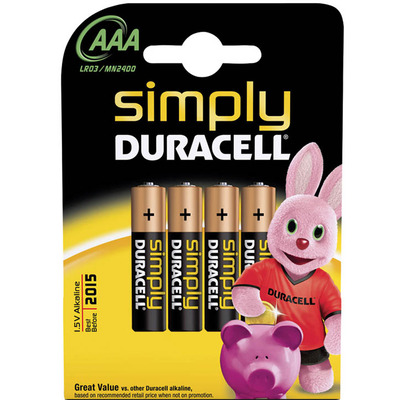 Simply Duracell Alkaline Batteries 4 Pack - AAA