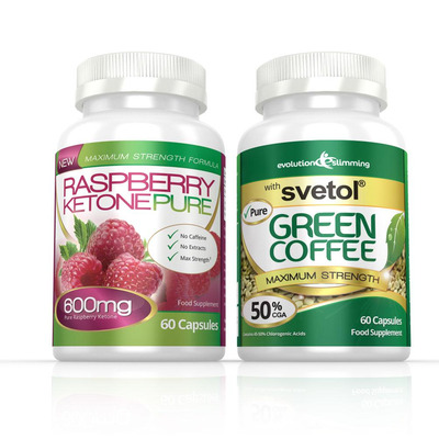 Raspberry Ketone Pure 600mg & Svetol Green Coffee Combo Pack - 1 Month Supply