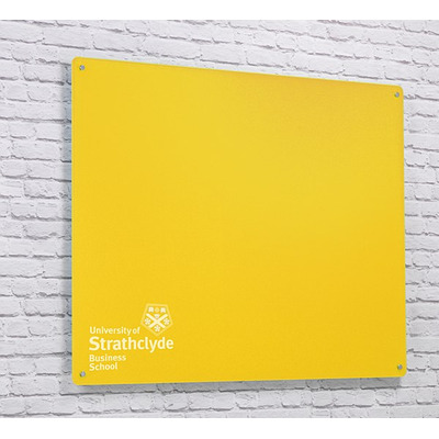Magnetic Glass Board with your Logo 600 x 450mm Yellow