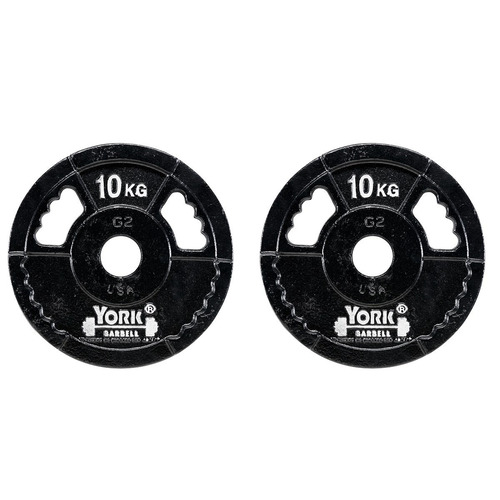 York 2 x 10kg G2 Cast Iron Olympic Weight Plates