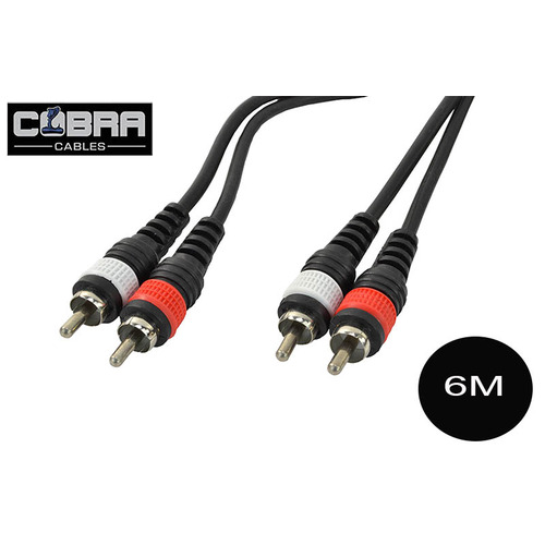 2 x RCA to 2 x RCA Phono Audio Leads - 6m High-Quality Stereo Cables
