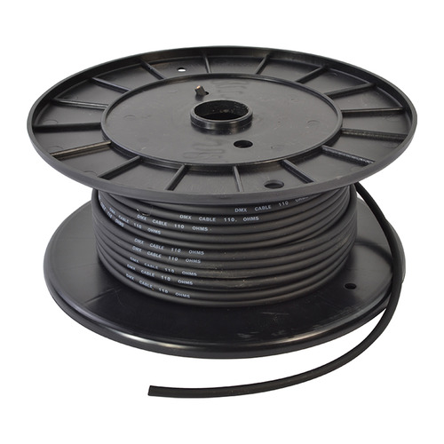 DMX Cable 50m Roll, 3 Core Black For Light Fittings & Controllers