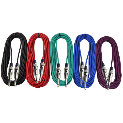 3m Coloured Mono Jack Cable Pack of 5