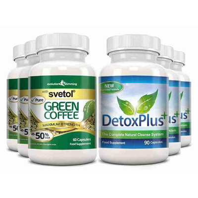 Pure Svetol Green Coffee Bean 50% CGA & Detox Cleanse Pack - 3 Month Supply