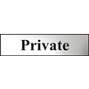 Image of ASEC Private 200mm x 50mm Chrome Self Adhesive Sign - 1 Per Sheet