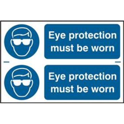 ASEC Eye Protection Must Be Worn 300mm x 100mm PVC Self Adhesive Sign - 2 Per Sheet