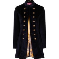 Beaver of Bolton Bespoke Handmade Ladies British Wool Tweed Pirate Coat - 8 Olive Green Tweed With a Blue Windowpane Check