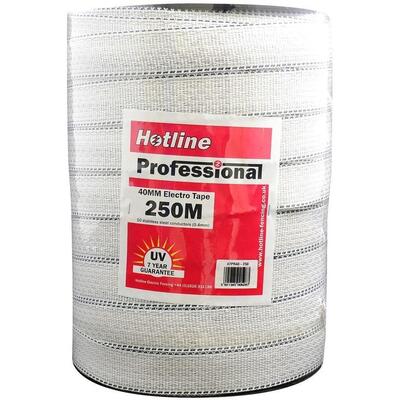 Hotline Professional Electric Fence Tape 40mm - White / Green - White