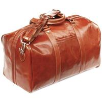 San Babila Top Grain Cognac Leather Holdall / Weekend Bag - Cognac