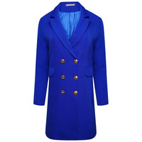 Image of DOUBLE BREASTED LONGLINE JACKET - ROYAL BLUE - M/L