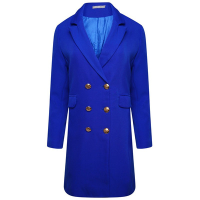 DOUBLE BREASTED LONGLINE JACKET - ROYAL BLUE - M/L
