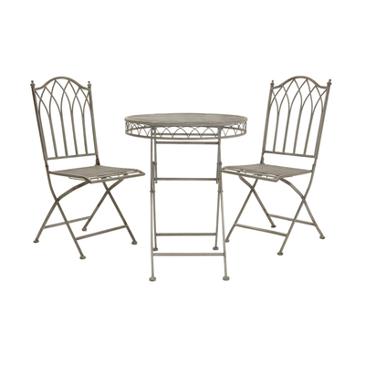Grey Decorative Rustic Metal Garden Bistro Set