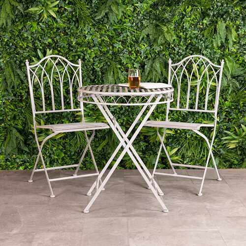 Grey Decorative Rustic Metal Garden Bistro Set