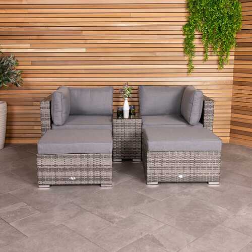 Multifunctional Contemporary Rattan Lounge Set Grey