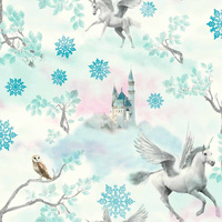 Image of Fairytale Unicorn Wallpaper Blue Arthouse 667800