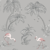 Image of Flamingo Lake Wallpaper Grey Holden 12381