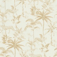 Image of Savannah Cheetah Wallpaper White / Gold Rasch 409024